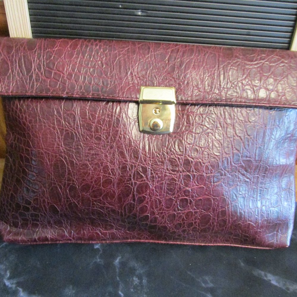 Faux Snakeskin Burgundy Envelope Purse